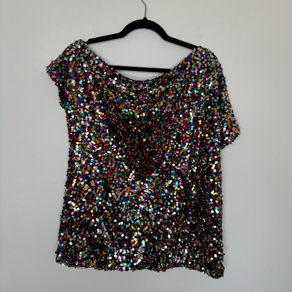 Anna-Kaci Women's Glam Off-Shoulder Multi-Colored Sequin Top Size XL - Picture 7 of 14